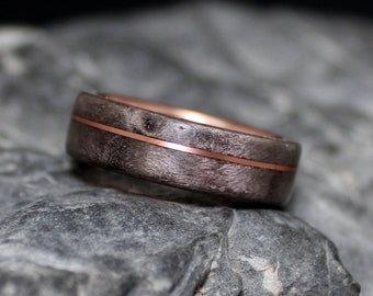 Birds Eye Maple Copper Gray Bentwood Wooden Ring, Copper Ring, Silver Ring, Wooden Ring, Engagement Ring, Wedding Ring