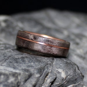 Birds Eye Maple Copper Gray Bentwood Wooden Ring, Copper Ring, Silver Ring, Wooden Ring, Engagement Ring, Wedding Ring