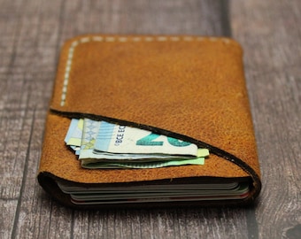 Handgefertigte Wickel Geldbörse Leder Used Look | Minimalistisches Design, handgenähtes Leder, personalisierte Herrenbrieftasche |