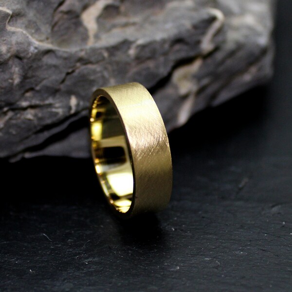 9K solid yellow gold men's wedding band in rustic style | Handmade Rustic Yellow Gold Men's Wedding Ring | 3 mm 4 mm 5 mm 6 mm