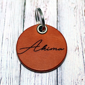 Personalized dog tag, dog name tag, collar leather, plain leather, address tag