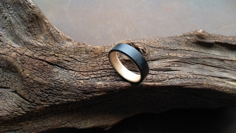 Wooden ring curly maple carbon bentwood image 3