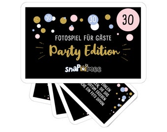 Fotospiel 30 Geburtstag by snaPmee | 50 Fotoaufgaben als Party-Spiel für Gäste | Geschenk-Idee Frauen & Männer | Gästebuch Ergänzung, Deko