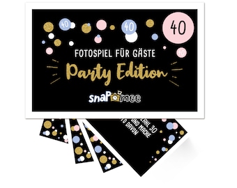 Fotospiel 40 Geburtstag by snaPmee | 50 Fotoaufgaben als Party-Spiel für Gäste | Geschenk-Idee Frauen & Männer | Gästebuch Ergänzung, Deko