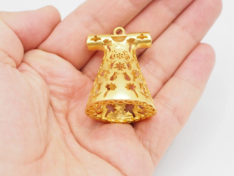 Turkish Jewelry Necklace Brass Finding Tassel Finding Large Filigree Bead Cap Gold Plated Caftan Pendant Turkish Caftan Tassel Cap
