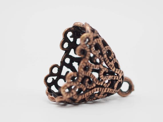 Iron Filigree Cone End Caps Red Copper 8 x 40mm 30 Pcs AFindings DIY Jewellery