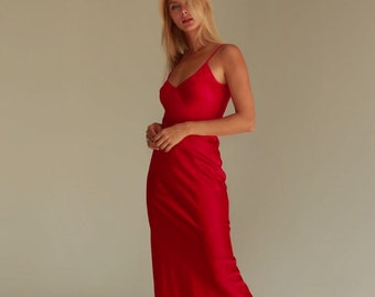 red silk dress short