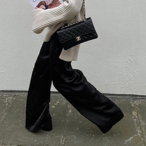 Pure silk pants Silk satin trousers in colors Low-waist creamy silk pants Black silk straight-leg pants Formal trousers Silk lounge pants