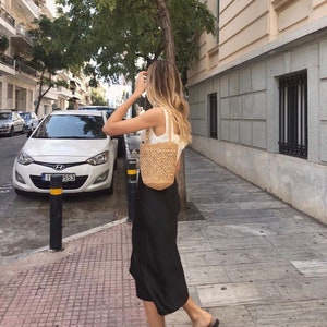 black slip skirt outfit
