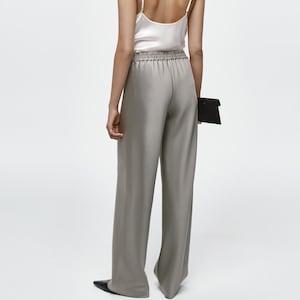 100% Mulberry Silk Bias-Cut Pants for Women | Trousers In Different Colors, Elastic Waist | Perfect for Office,Beachwear & Casual Chic Style