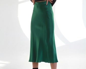 silk emerald skirt