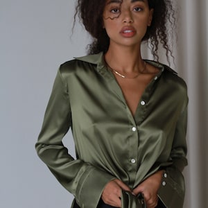 Khaki silk shirt clearance