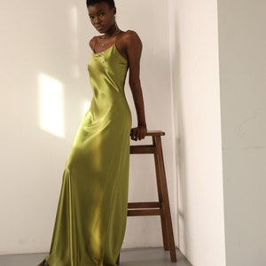 Bright green silk dress top