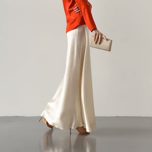 High waisted white silk skirt outlet