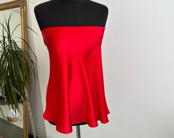 Red silk satin camisole top bandeau Sale Size XS