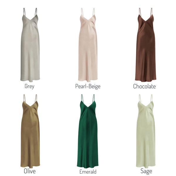 Glänzendes Slip Dress aus 100% Maulbeerseide für Damen