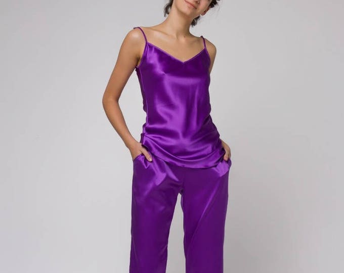 Long Silk Pajama Set Natural Silk Pajamas Silk Pyjama Silk Top Silk