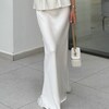 Cream Bias-Cut Casual Silk Slip Dress