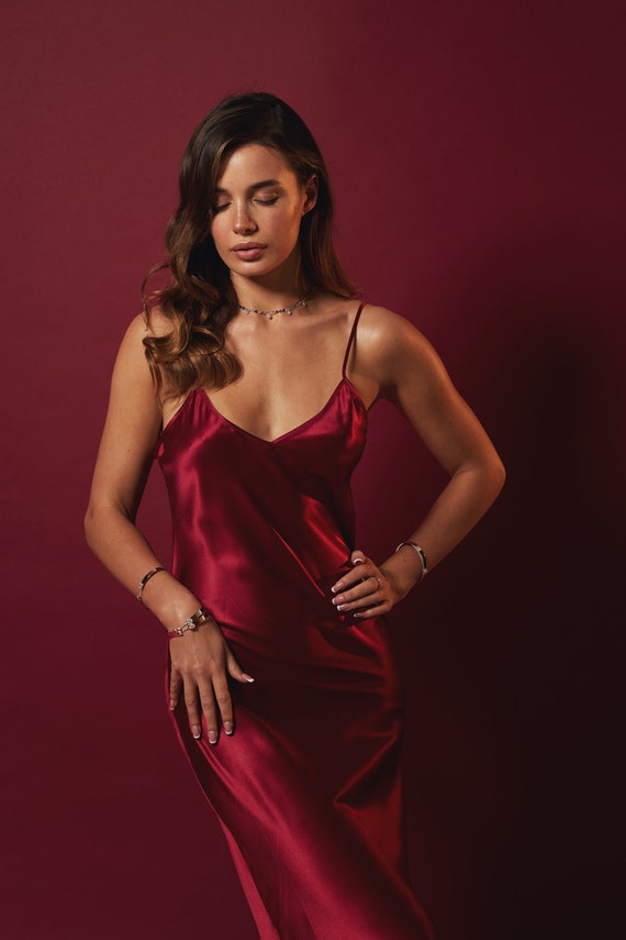 wine slip dress