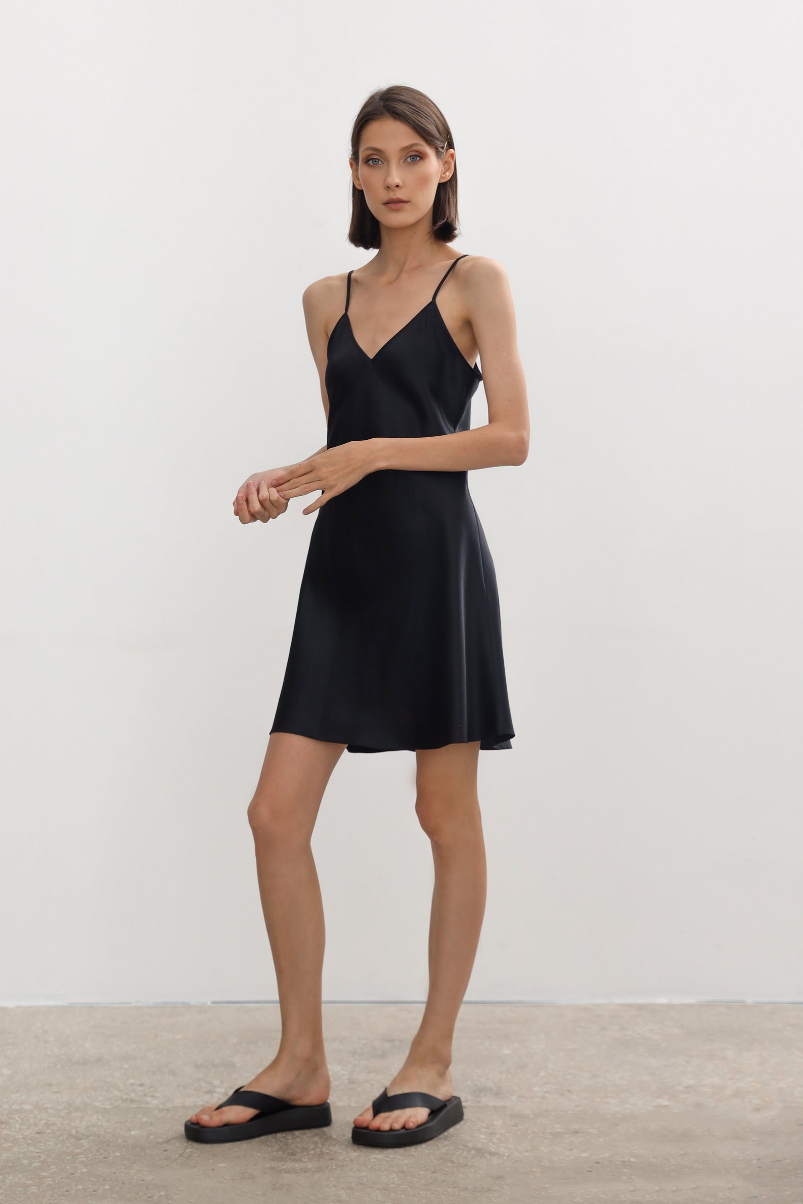 Short Silk Slip Dress Black Mini Slip Dress Black 100 Silk Etsy