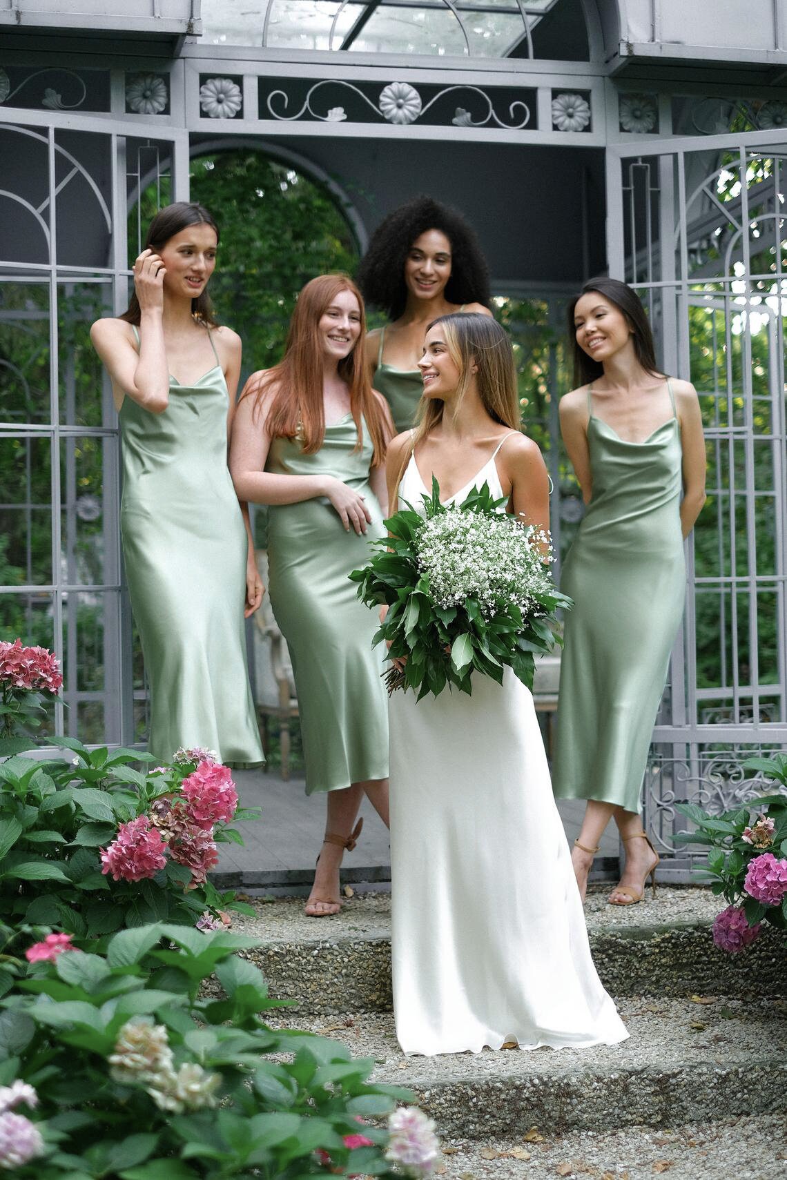 100 Silk Slip Dress Sage Green Dress Midi Bias Cut Cowl Neck Etsy