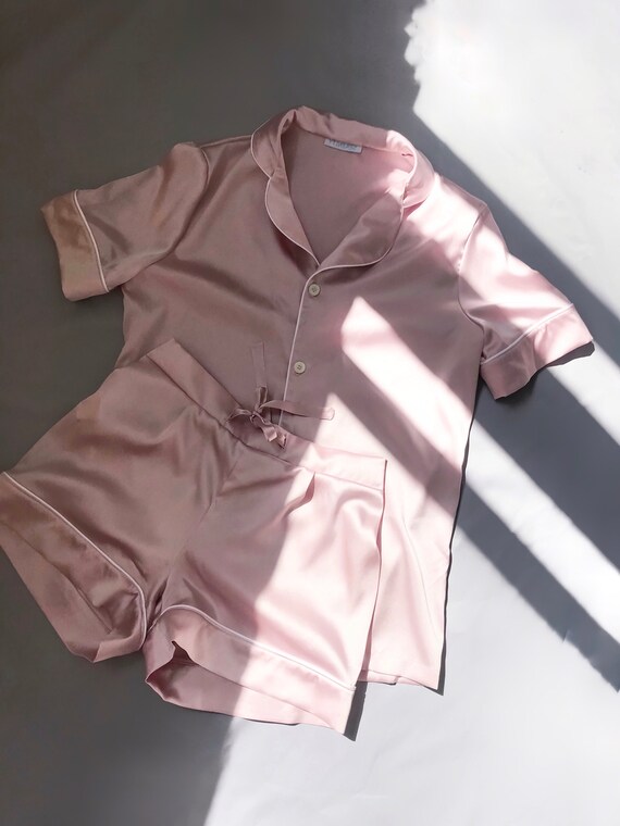 pink silk pajama set