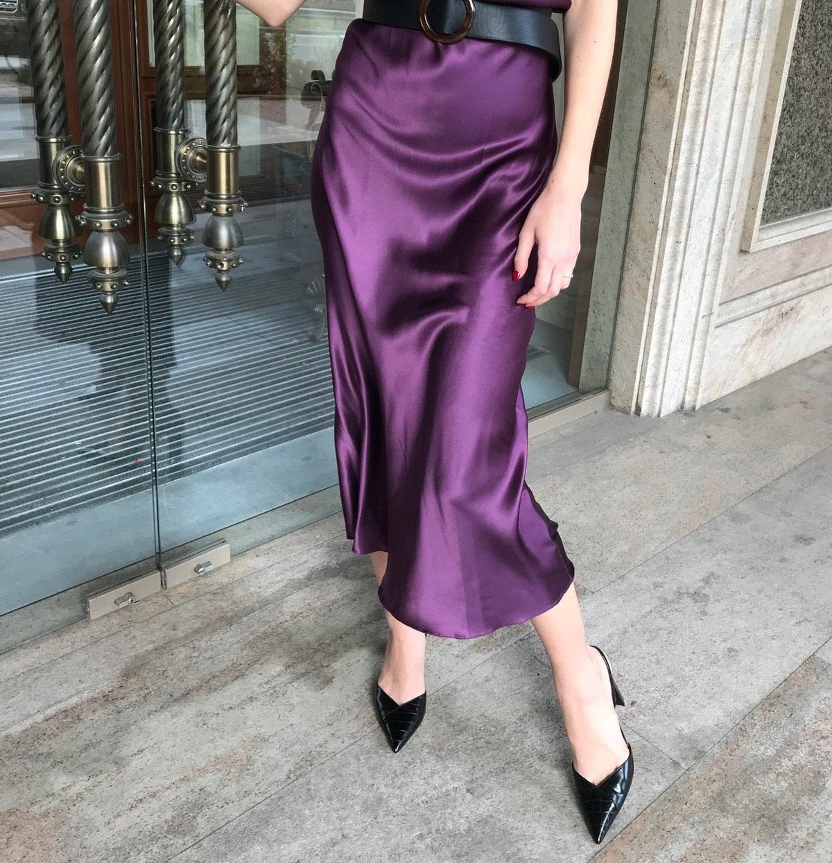 Silk midi skirt clearance 60