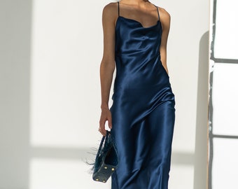 royal blue silky dress