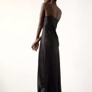 Black 100% Silk Silk Satin Gown Natural Silk Dress Maxi Black Silk Slip ...