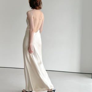 Backless dress Off-White heavy 100% silk wedding dress Biascut maxi long gown Elopement attire Goddess bohemian gown fully lined or unlined