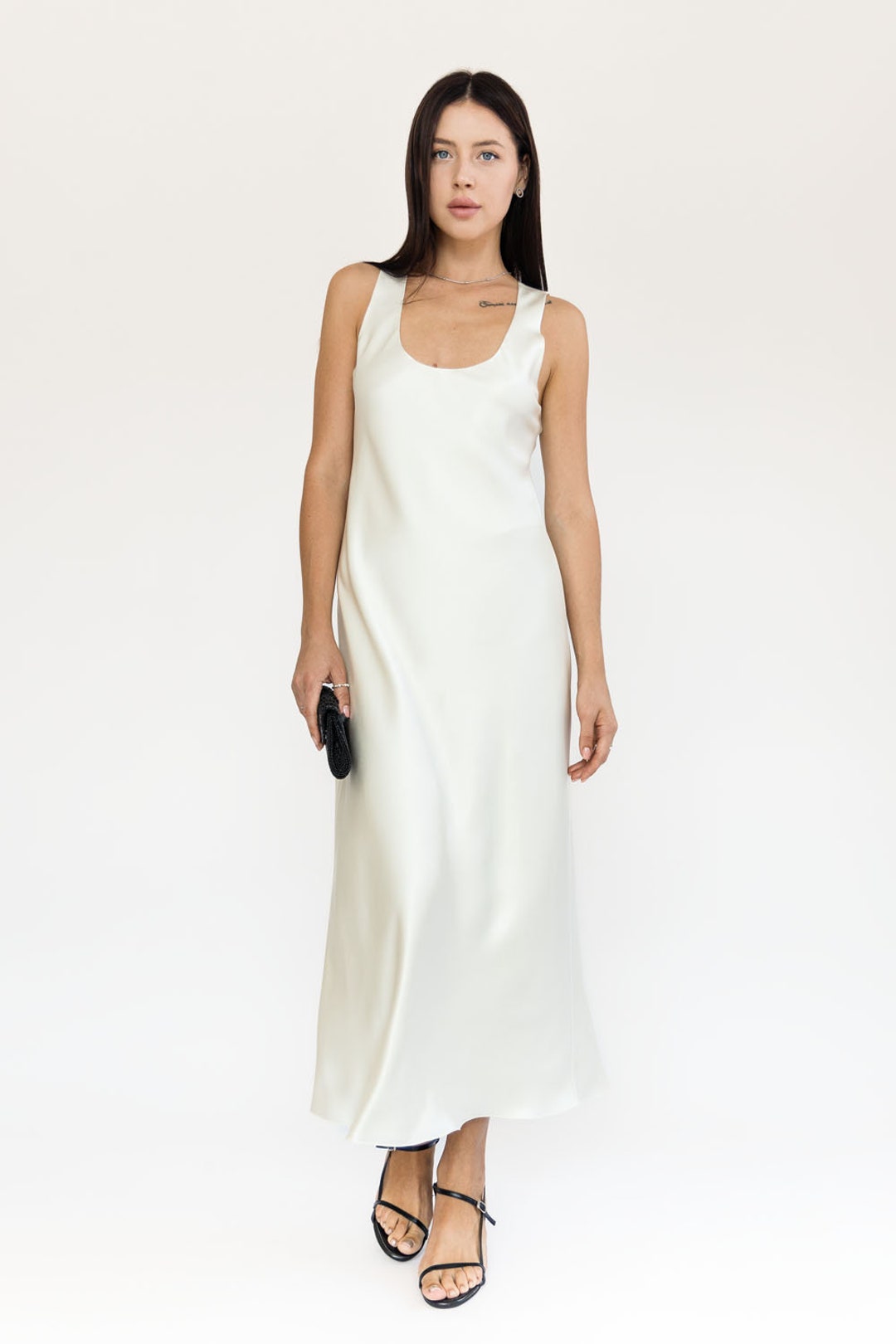 White Two Piece Viscose-Silk Dress main image 1