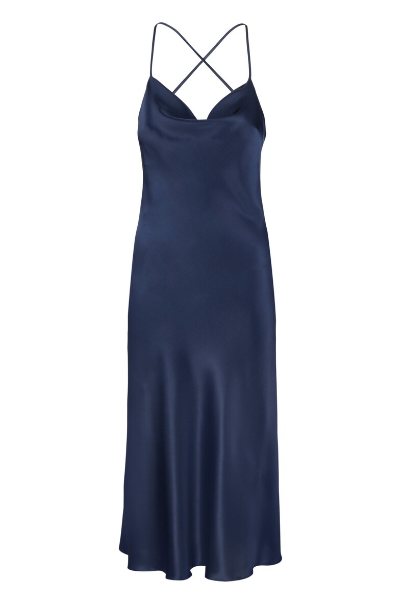 Navy silk slip dress midi Dark blue slip dress Silk slip dress | Etsy