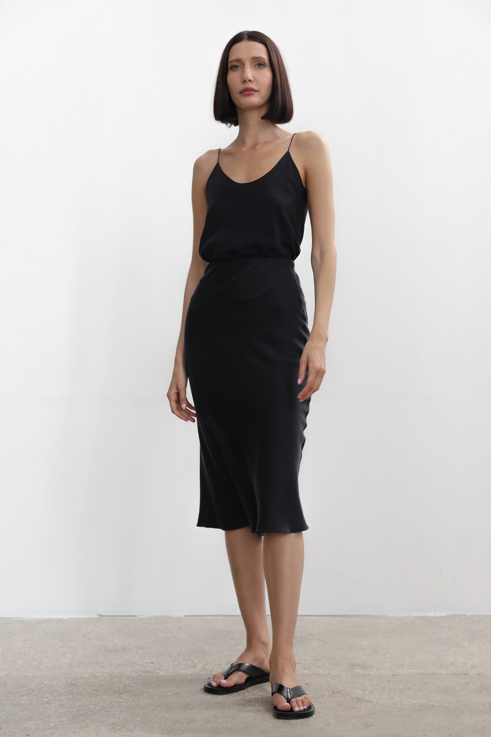 Black Silk Slip Skirt Midi Black Silk Skirt Bias Cut 100 Etsy UK