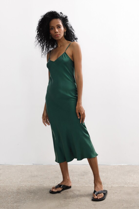 green silk slip dress Dresses Images 2022