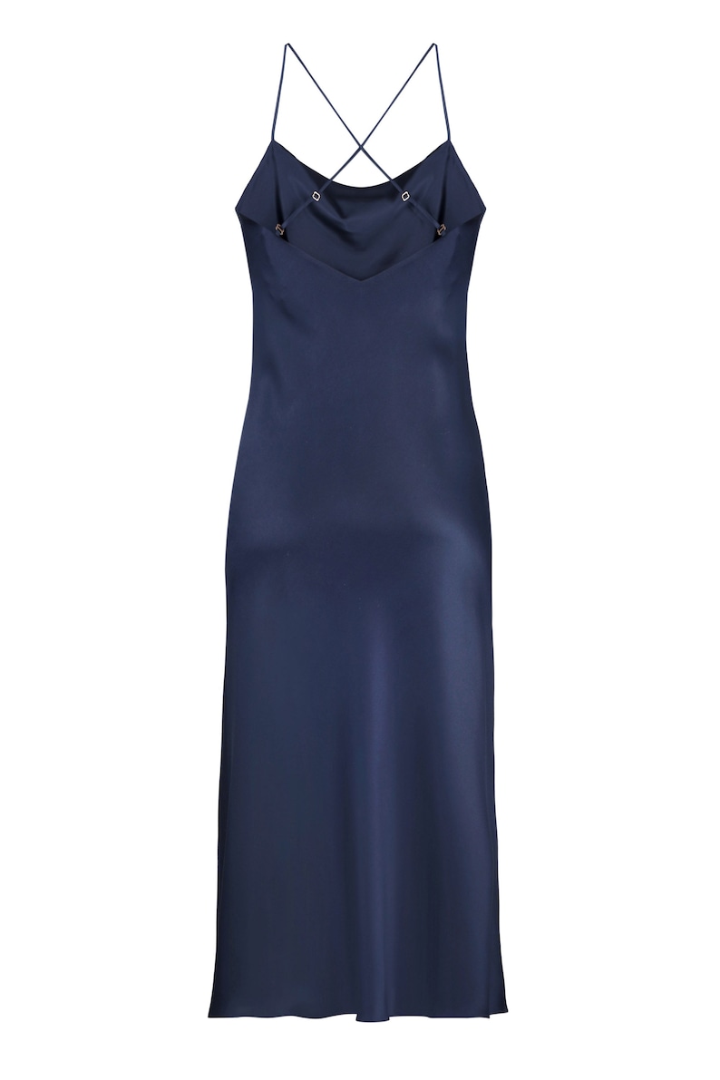 Navy silk slip dress midi Dark blue slip dress Silk slip dress Etsy