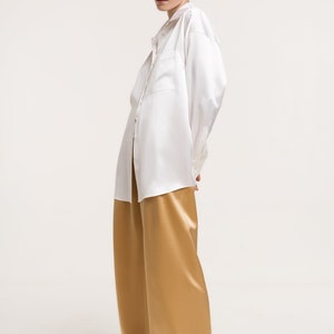 gold silk pants