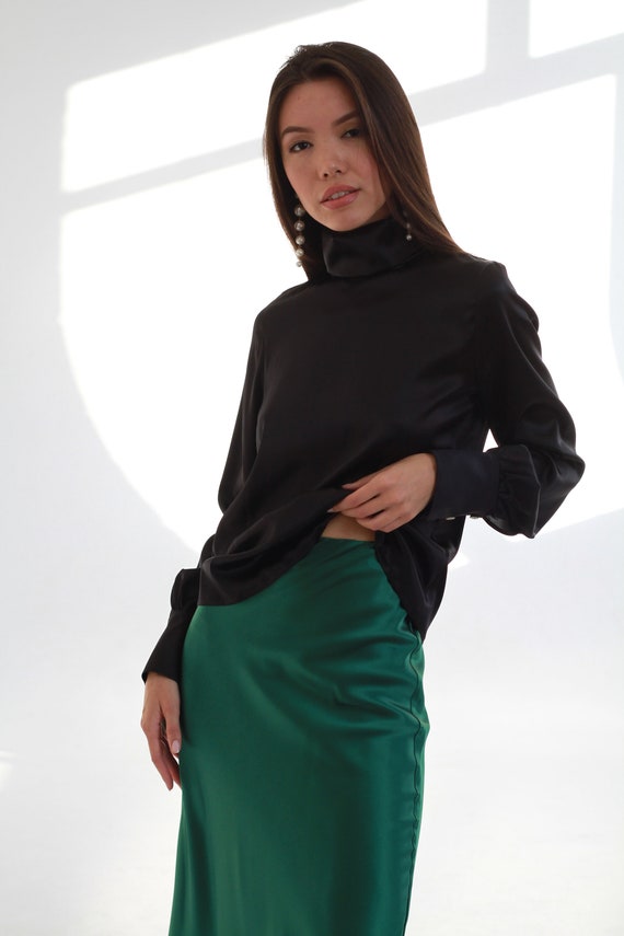 silk emerald skirt
