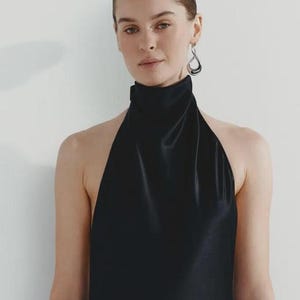 100% silk satin camisole top High halter neck sleeveless tank top