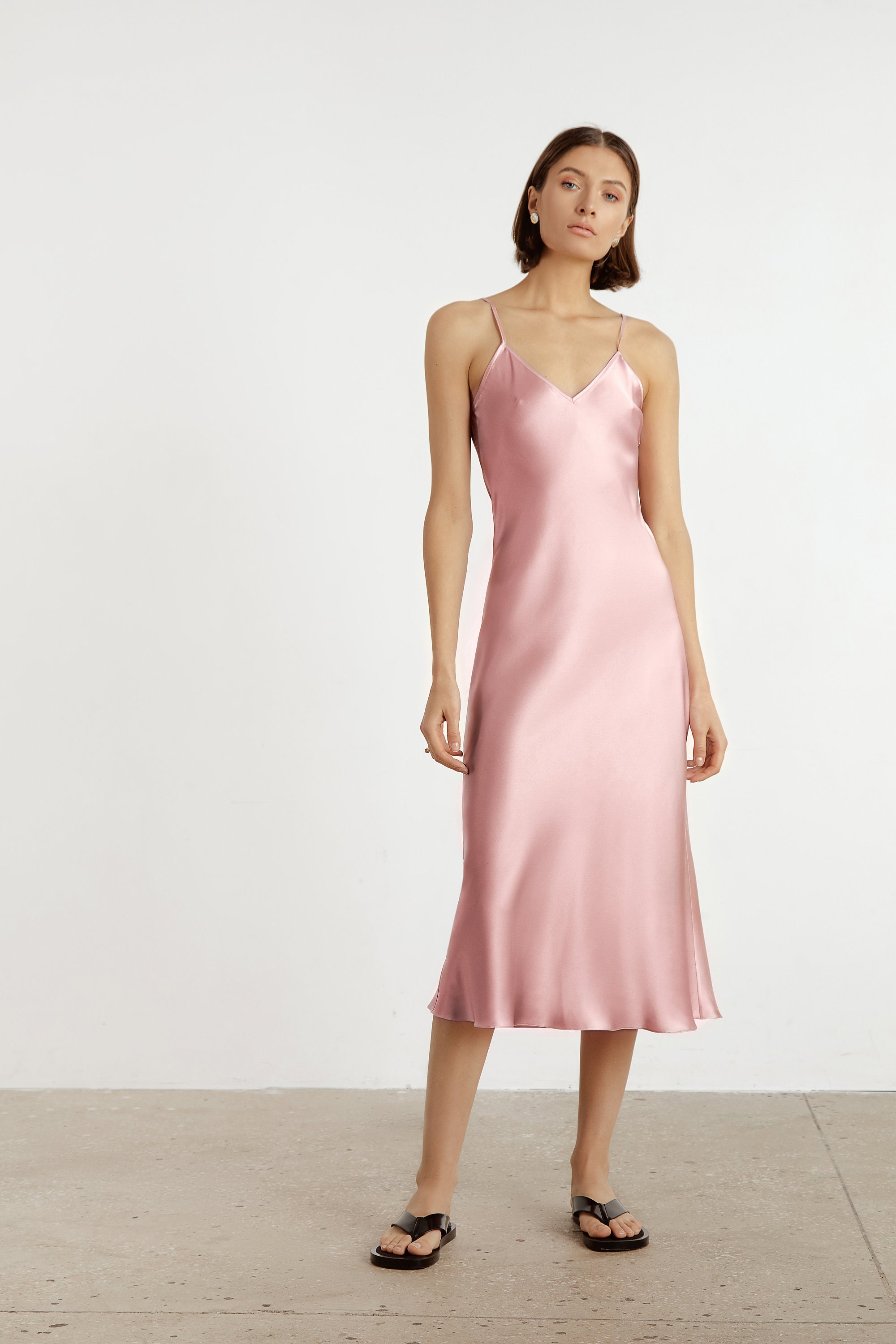 pink silk dress