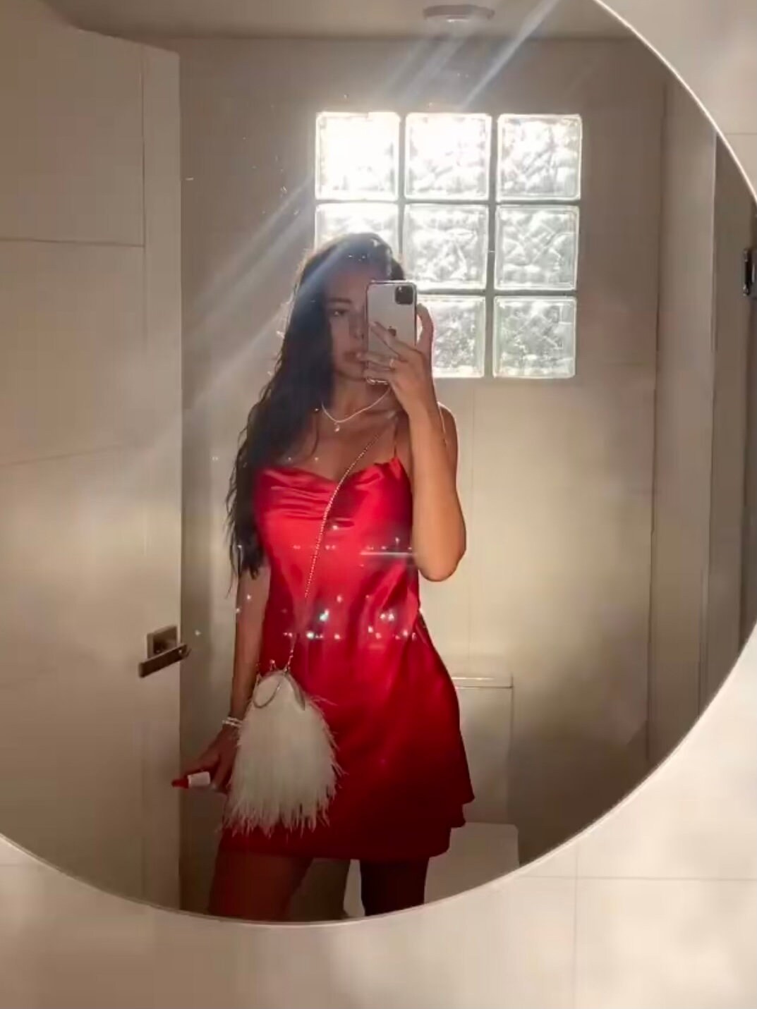 red mini slip dress