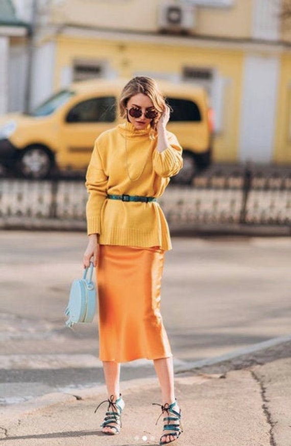 orange slip skirt