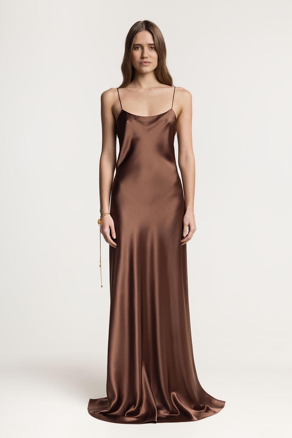 Elegant Silk Slip Formal Dress Chocolate Brown Satin Bias Cut Gown Mulberry  100% Silk Maxi Dress Simple Wedding Guest Dress Floor Length - Etsy