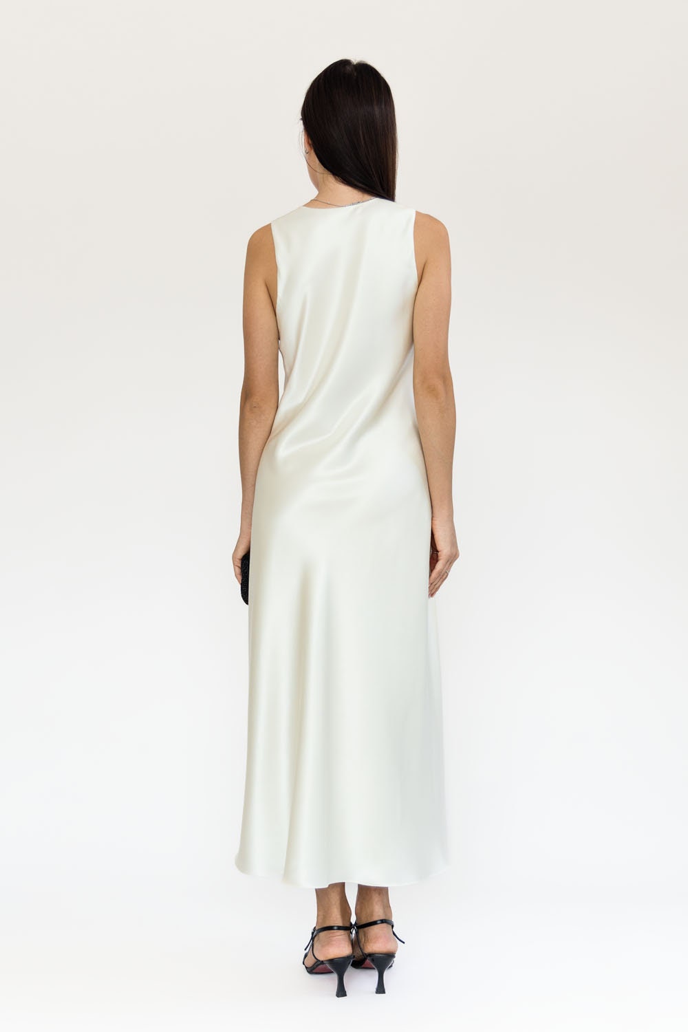 white silk tank dress 100% Silk Dress Cream Slip Dress White Long Satin Tank Dress Mid-calf /  Ankle Length Bias Cut Gown Minimal Wedding Dress Silk Basics Laura