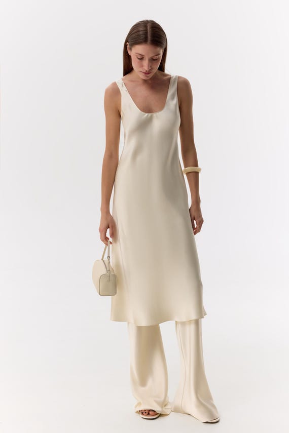 cream colored sleeveless dress Marcella | Minna Sleeveless Dress Chestnut Tan in Chestnut | Women's Size XXS | European Poplin Cotton