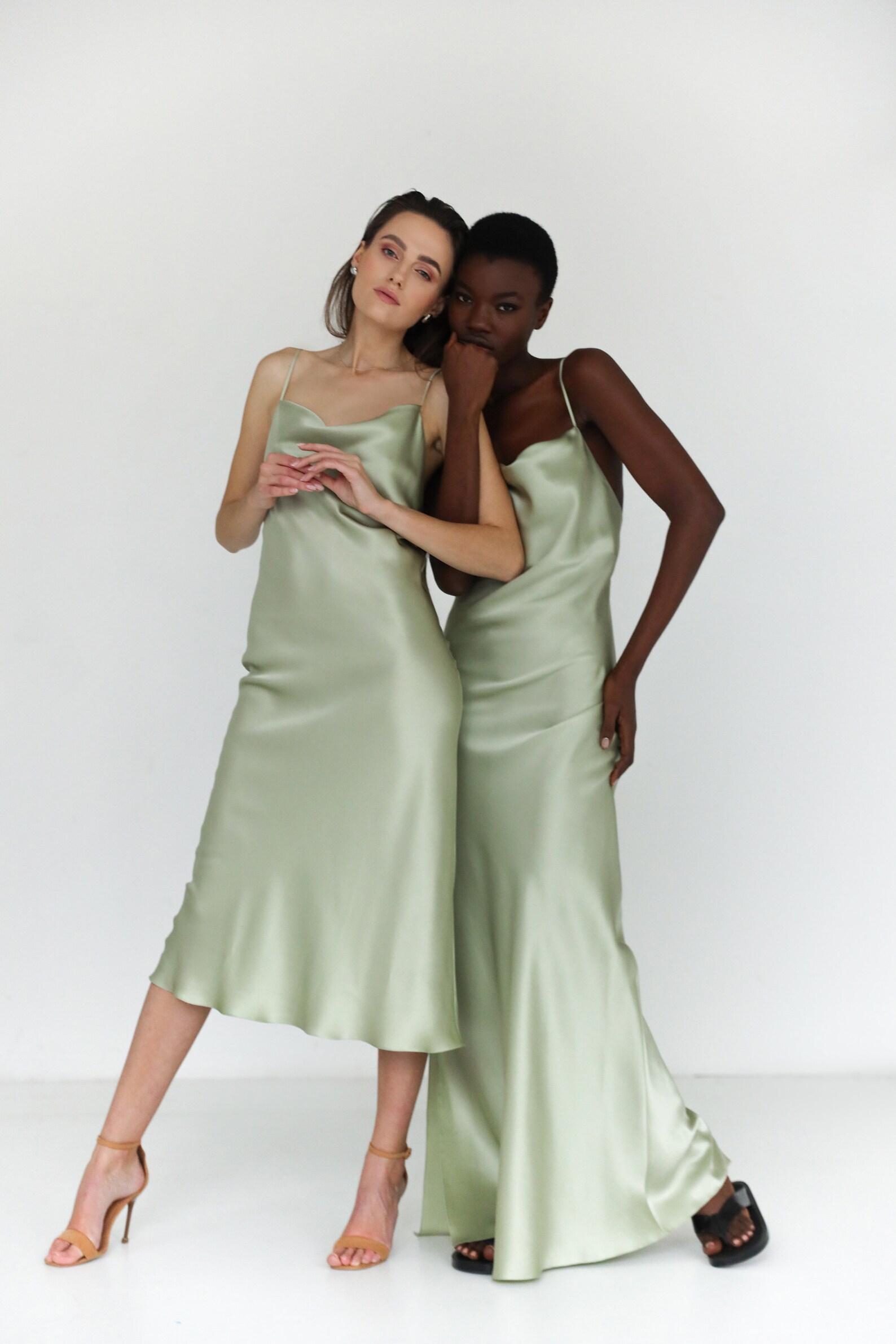 Sage Green Bridesmaid Dress Green Silk Slip Dress Sage Green Etsy