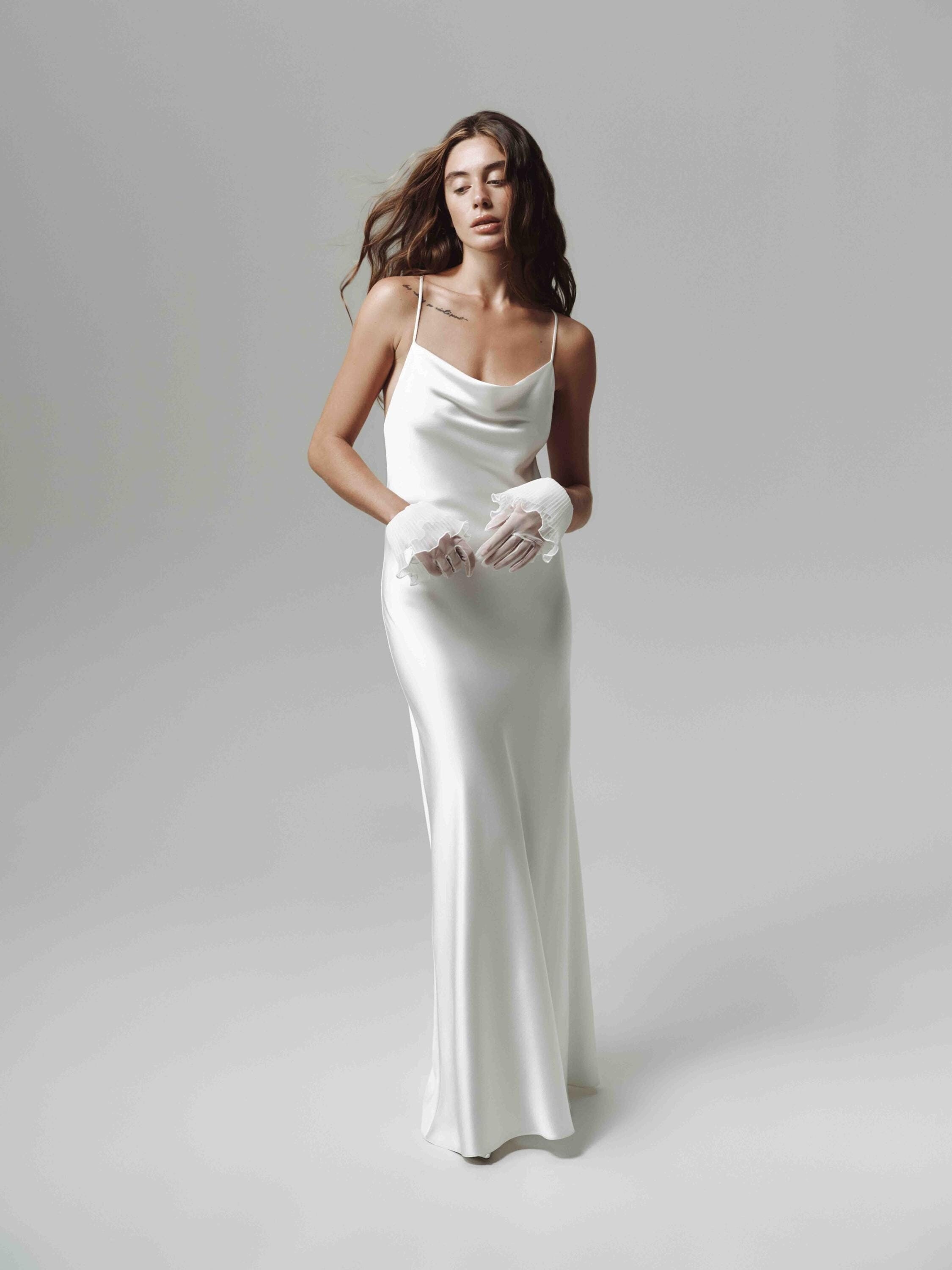 White 100% Silk Backless Maxi Dress with Cowl Neck – Elegant Wedding Dress, Engagement Gown, Minimalist White Celebration Dress, Formal Gown