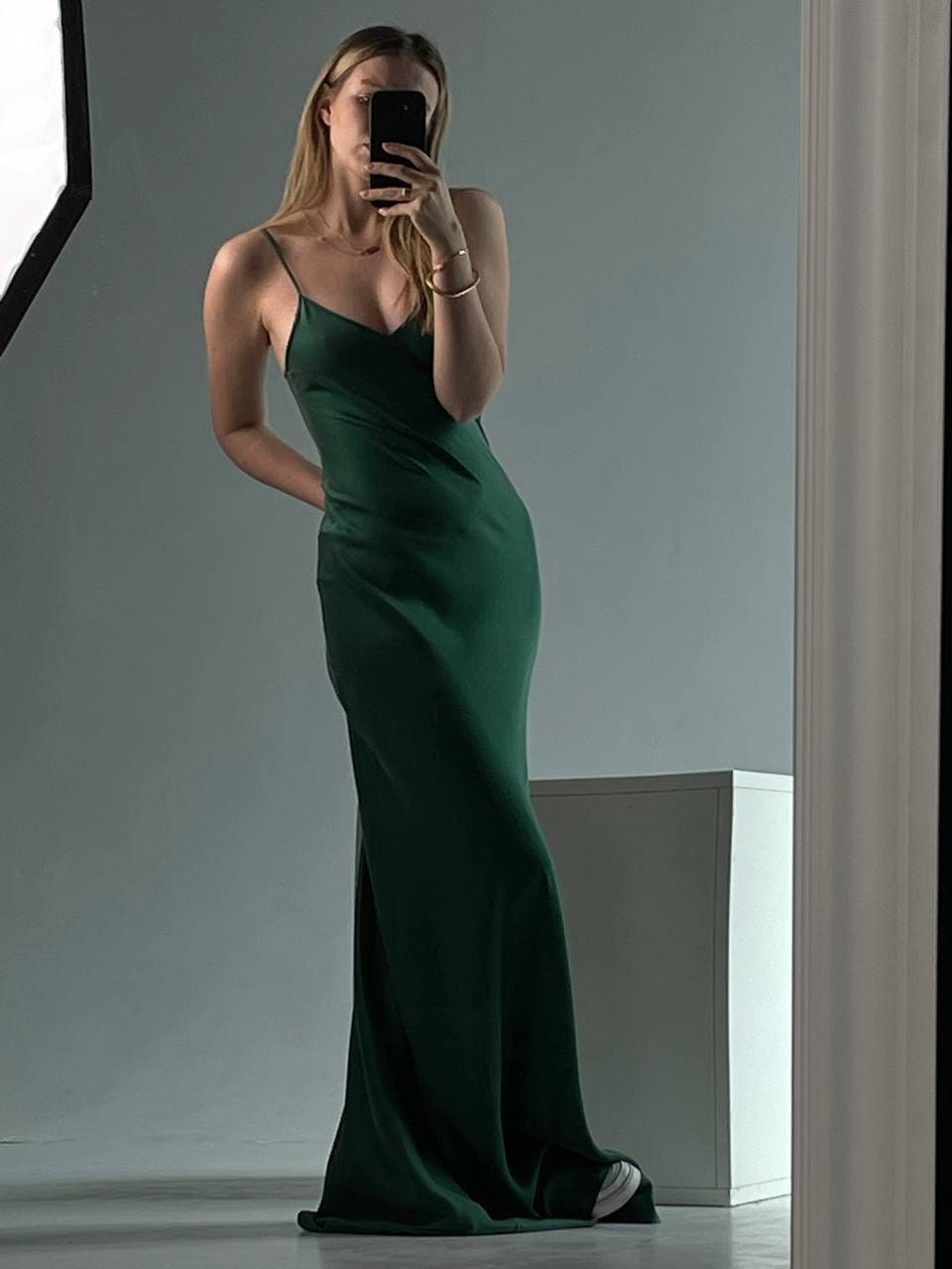 Long Green Silk Dress Maxi Emerald Slip Dress Pure Silk Slip | Etsy