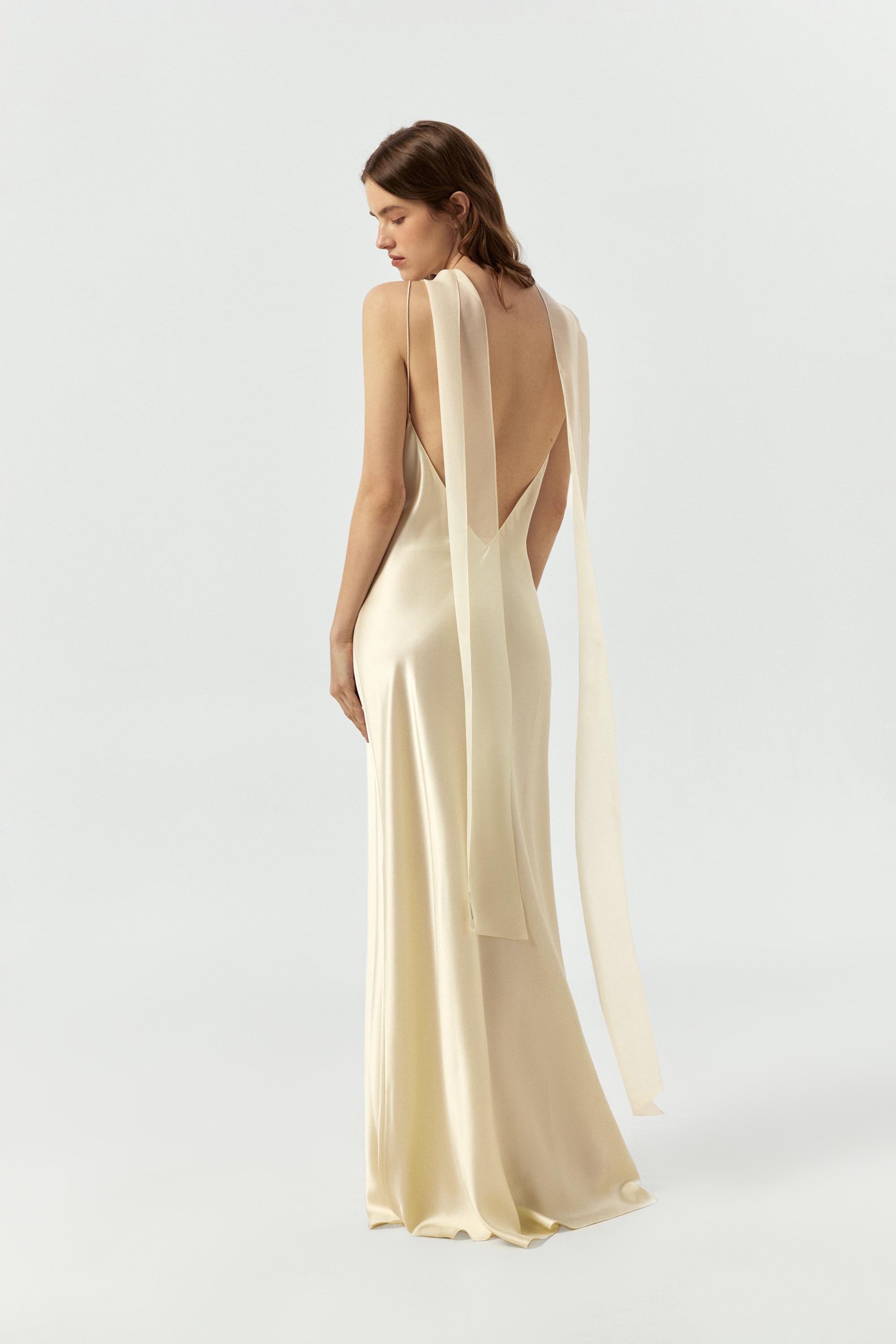silk bias cut dress Cream Bias-cut Perfect for brides LILYSILK Silk Gown - Summer
