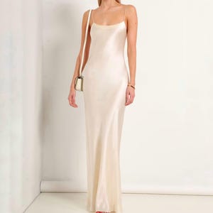 Ivory or White silk dress - Delicate semi-sheer effect - Minimalist summer dress - Maxi long bias cut slip - 100% mulberry silk satin