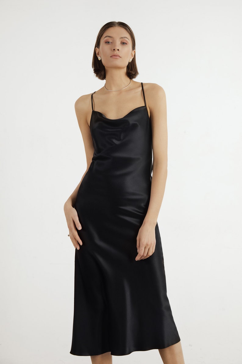 Black silk dress image 7